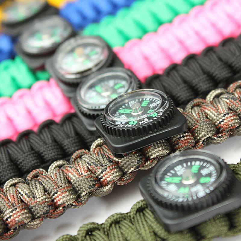 Survival Paracord Náramek Whistle Světelné Vojenské Hodinky Na Zápěstí