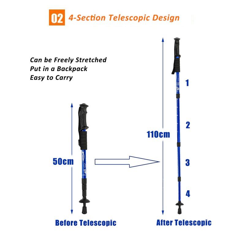 Trekingová Hůl Walking Nastavitelná Teleskopická Hůl