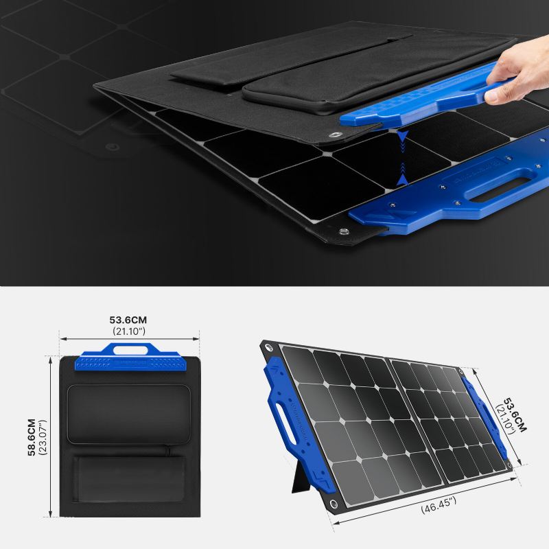 Us Direct Atem Power Ap-spsp-ufa 100w Přenosný Solární Panel Monokrystalické Články Skládací Kufr Nabíječka Kompatibilní S Generátory Elektrárna Pro Venkovní Kempování Rv