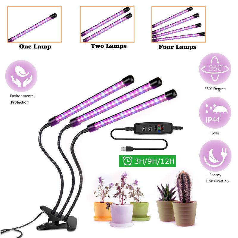 1/2/3/4 Head Led Grow Light Světla Pro Pěstování Rostlin S Klipem Pro Pokojové Rostliny