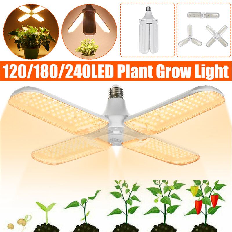 120/180/240led Grow Light E27 Plnospektrální Pěstební Hydroponická Garážová Žárovka Pro Rostlinnou Zeleninu Ac85-265v