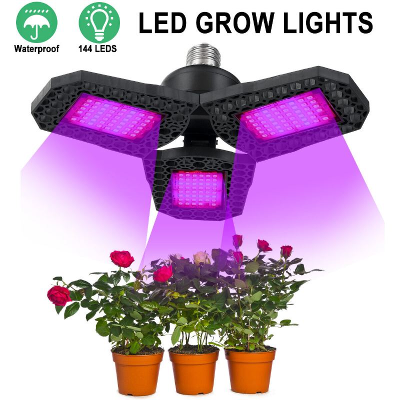 144 Led Grow Lights Panel Full Spectrum E27 Led Skleníková Lampa Pro Růst Rostlin