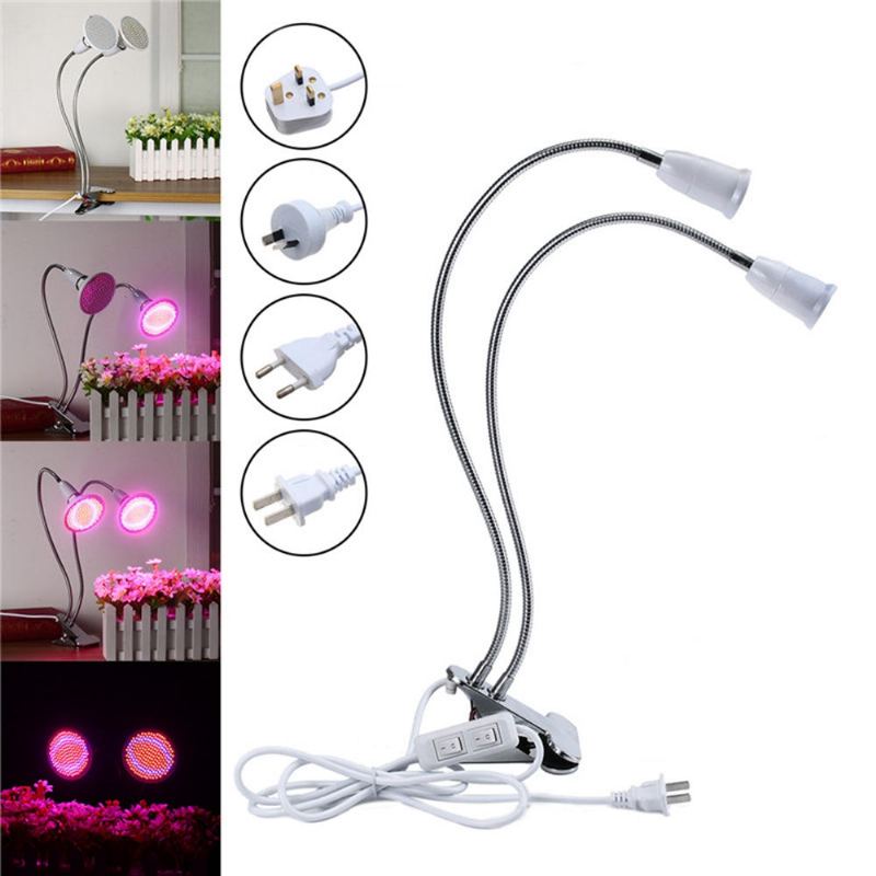 40cm E27 Flexibilní Adaptér Žárovky S Držákem S Dvojitou Hlavou A Vypínačem Pro Led Grow Light