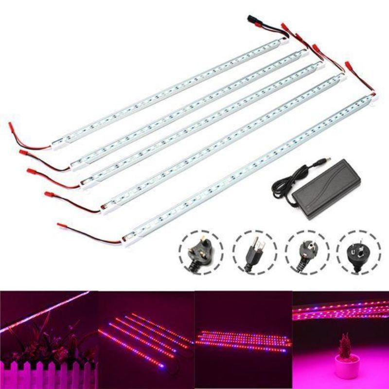 5pcs 50cm Smd5050 Nevodotěsné 5:1 Led Páskové Světlo + 5a Napájecí Adaptér Pro Zahradu Pěstování Rostlin Dc12v