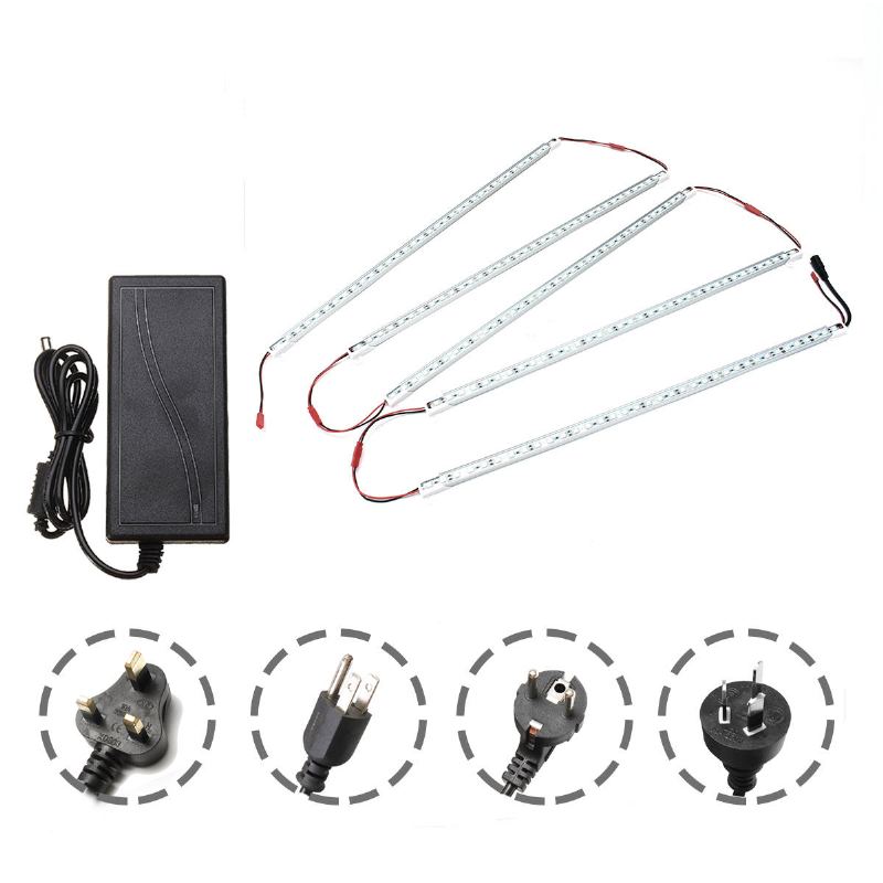 5pcs 50cm Smd5050 Nevodotěsné 5:1 Led Páskové Světlo + 5a Napájecí Adaptér Pro Zahradu Pěstování Rostlin Dc12v