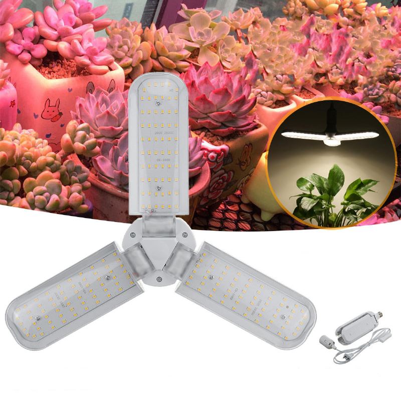 Ac110-265v E27 40w 2835 Třílistá Led Grow Light Plnospektrální Hydroponická Lampa Se Závěsným Držákem Pro Rostliny