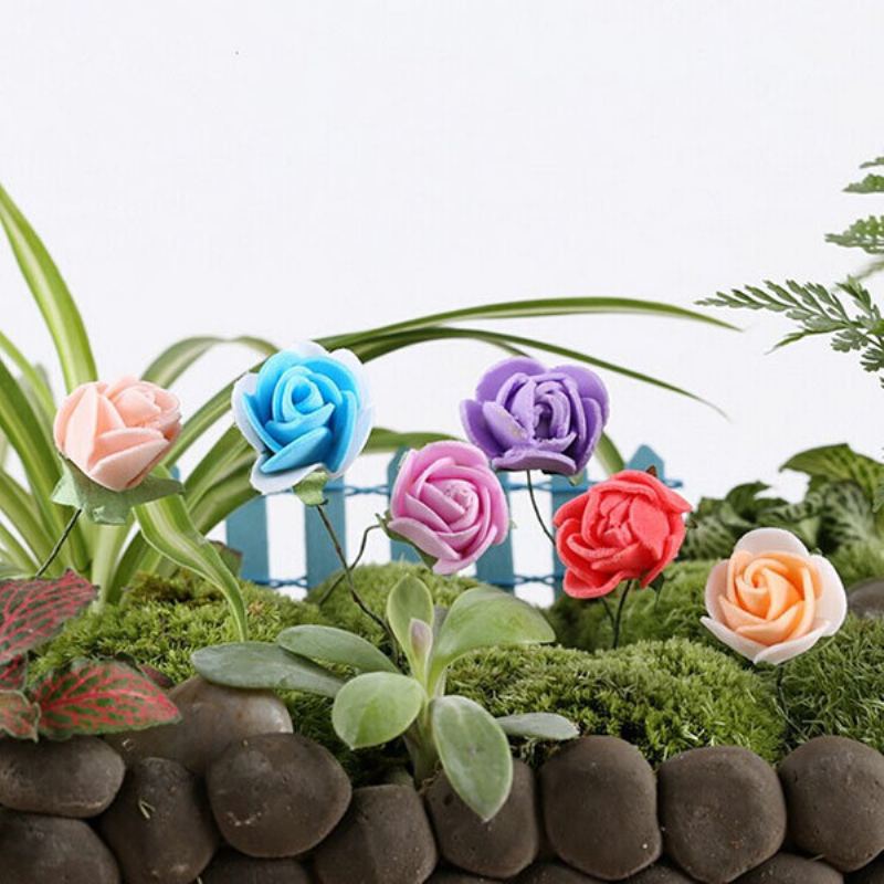 Diy Miniaturní Krásné Růžové Ozdoby Hrnkové Rostliny Zahradní Dekorace