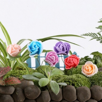 Diy Miniaturní Krásné Růžové Ozdoby Hrnkové Rostliny Zahradní Dekorace