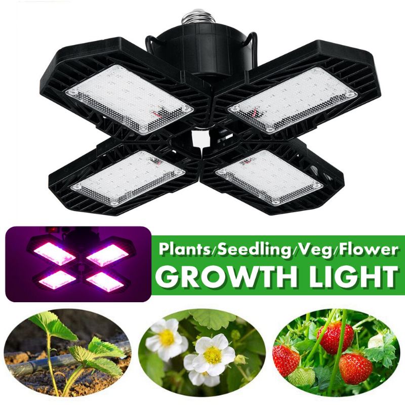 E26/e27 132led Grow Light 2835 Full Spectrum 4 Blades Hydroponic Plant Veg Flower Lamp Ac85-265v