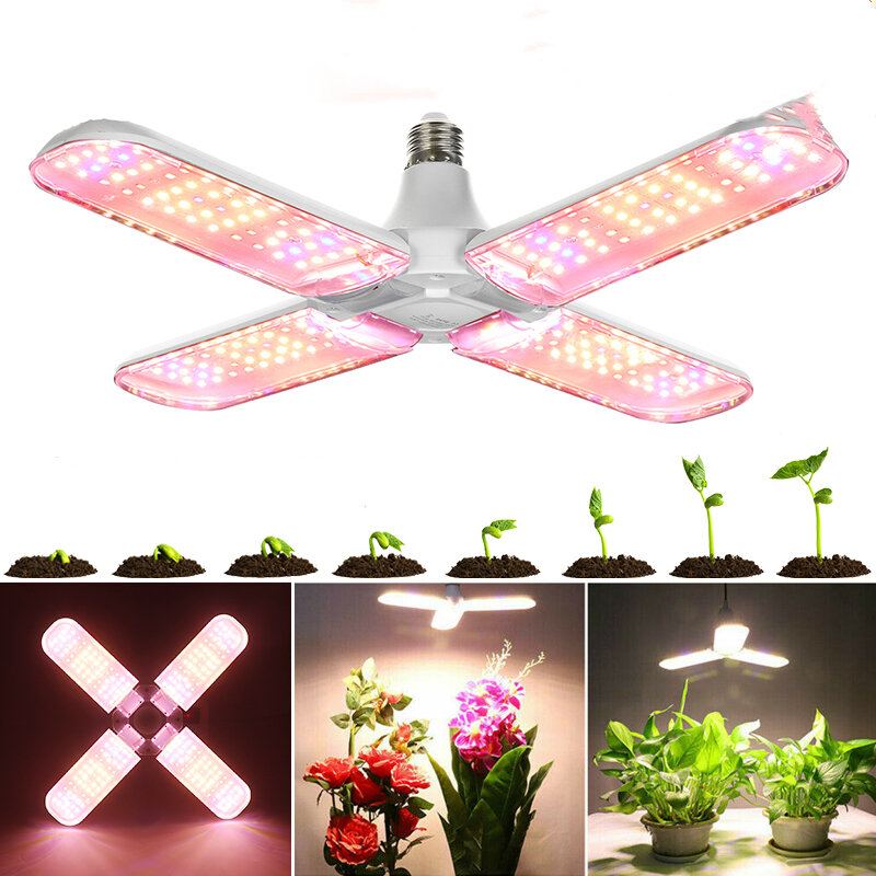 E27 2/3/4 Čepele Full Spectrum Led Grow Žárovka Skládací Hydroponická Lampa Pro Pěstování Pokojových Rostlin 85-265v