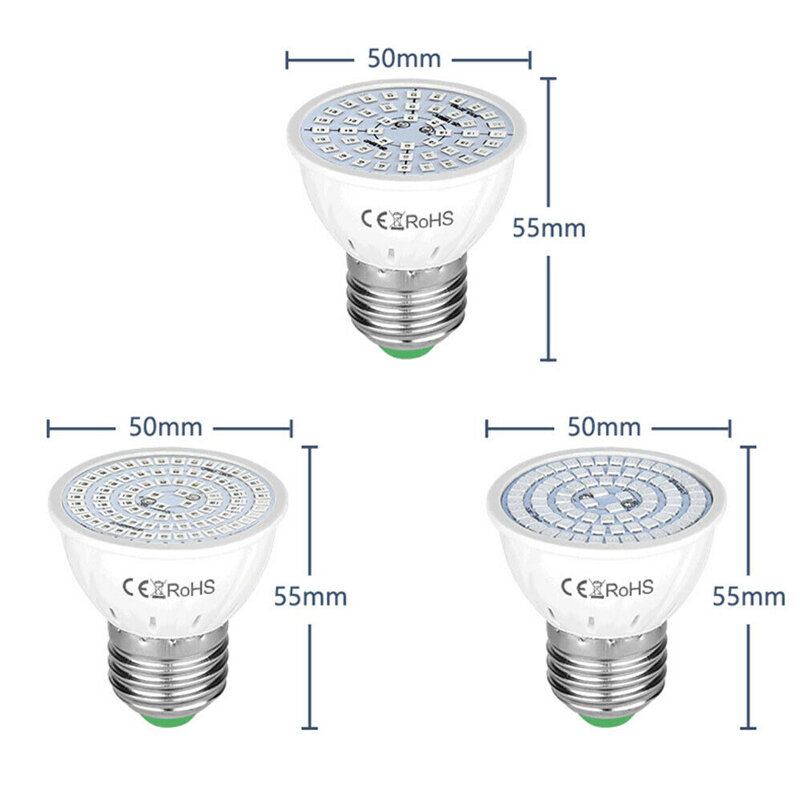 E27 Led Světlo Pro Růst Rostlin 48/60/80 Led Pro Vnitřní Hydroponické Květiny Sazenice Pěstování Světelná Žárovka Pro Pokojovou Rostlinu