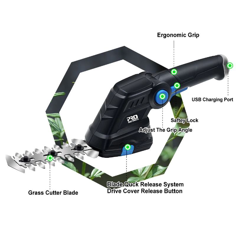 Elektrické Nůžky Na Živý Plot 2 V 1 Bezdrátové 3.6v Usb Pro Domácnost