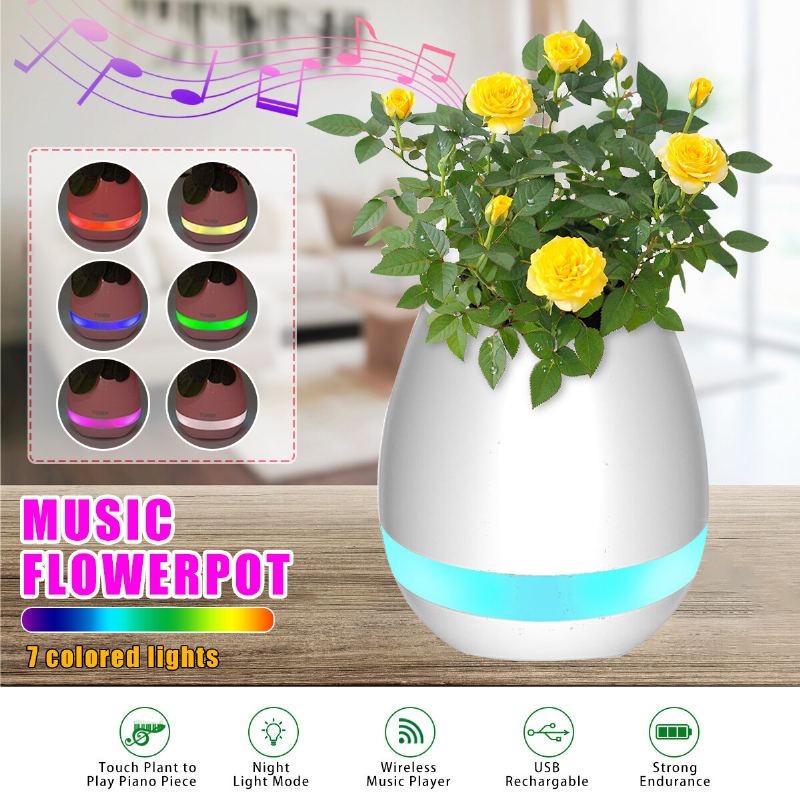 Hudební Květináč Smart Touch Plant Play Sedmbarevná Lampa Klavírní Led Světlo Bluetooth