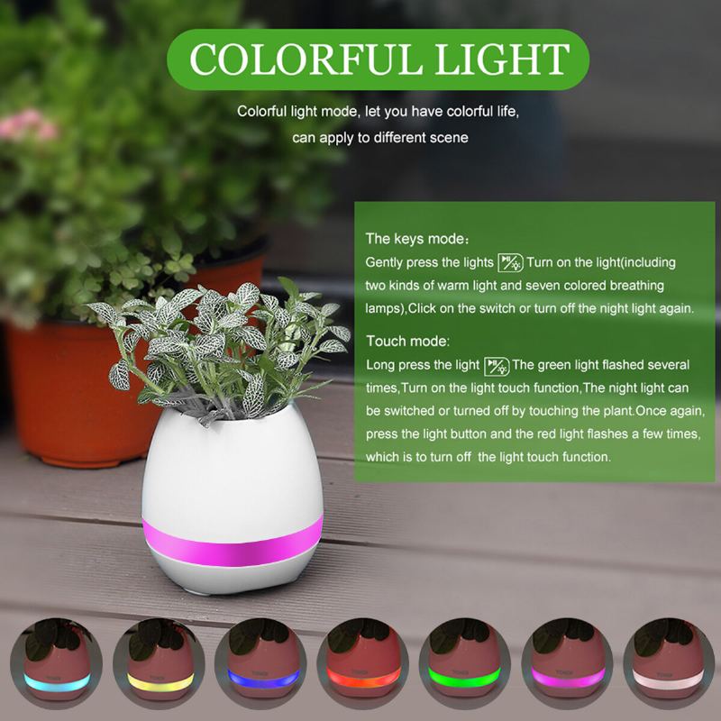 Hudební Květináč Smart Touch Plant Play Sedmbarevná Lampa Klavírní Led Světlo Bluetooth