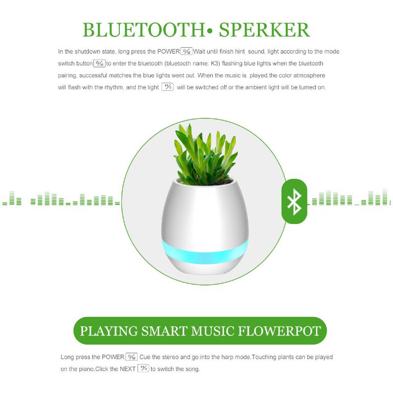 Hudební Květináč Smart Touch Plant Play Sedmbarevná Lampa Klavírní Led Světlo Bluetooth