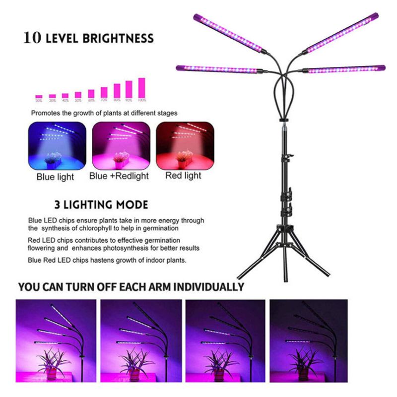 Led Grow Light Stativová Lampa Pro Pěstování Rostlin Se Stativem Pro Pokojové Rostliny