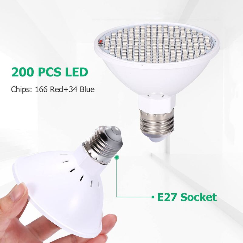 Led Žárovka Na Pěstování Rostlin 20w Svítidlo Na Rostliny S 200 Led Žárovky E27 Se Základnou Pro Pokojových Zelenina Skleníkové A Hydroponické