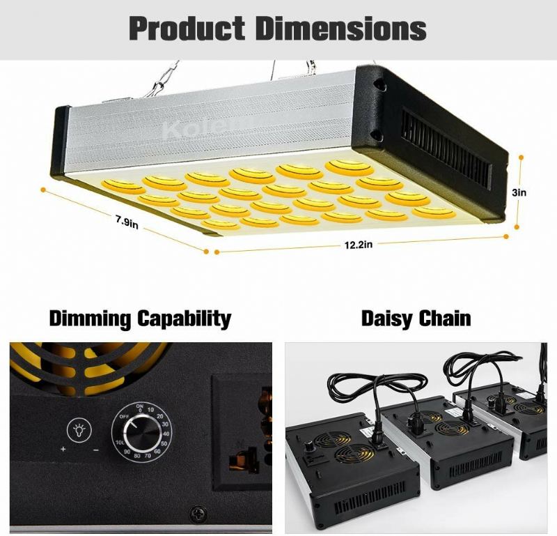 Relassy 168led 1000w Ac90-260v Full Spectrum Led Grow Light Pro Pokojové Rostliny Daisy Chain Stmívatelný Knoflík Sluneční Světlo Pro Pěstování Rostlin Semena Zeleniny A Květin