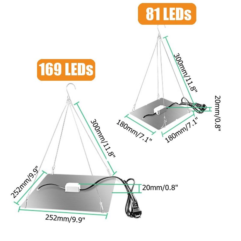 Ultratenká 81/169led Rostlinná Uv Lampa Pro Pěstování Rostlin Full Spectrum Veg Pro Vnitřní Hydroponické Rostlinné Květiny 110-240v