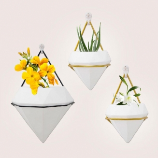 Závěsný Košík Nordic Geometric White Keramický Květináč Hydroponics Family Plant Potted