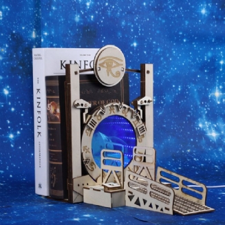 1ks Diy Galaxy Gate Bookend Creative Cross-border Time Tunnel Led Light Up Zarážky Na Knihy Stolní Na Dárky Na