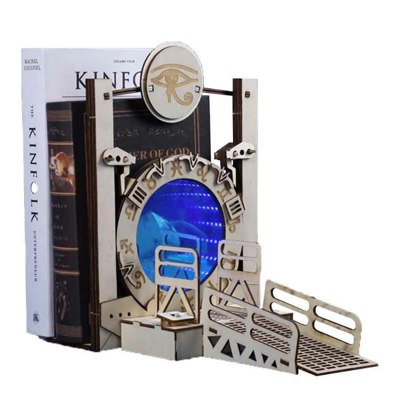 1ks Diy Galaxy Gate Bookend Creative Cross-border Time Tunnel Led Light Up Zarážky Na Knihy Stolní Na Dárky Na