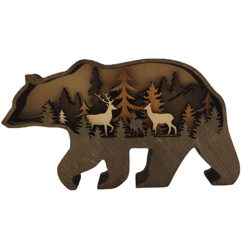 Dřevěná Řemesla Dekorativní Ozdoby Medvědi Hnědí Losi Ve Zvířecím Stylu Vánoční Dekorace Dárky Domácí Kancelářské Potřeby