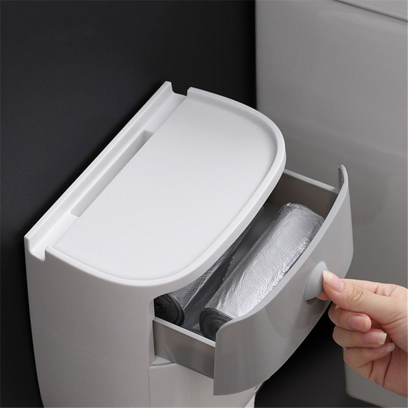 Dvouvrstvý Box Na Papírové Kapesníčky Vodotěsný Koupelnový Stojan Na Odpadky Se Zásuvkovým Úložným Boxem