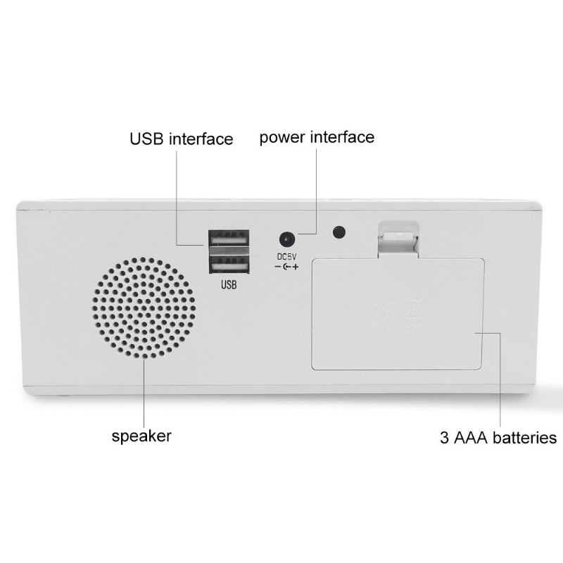 Ek8609 Digitální Budík Časovač Led Zrcadlo Snooze Stolní Hodiny Elektronický Čas Datum Teplota Displej Domácí Dekorace