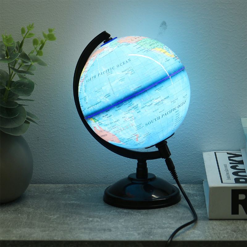 Led Svítící Glóbus Earth 14cm Otočný Model Zeměkoule Napájený Z Usb Pro Domácí Vzdělávání Dětí