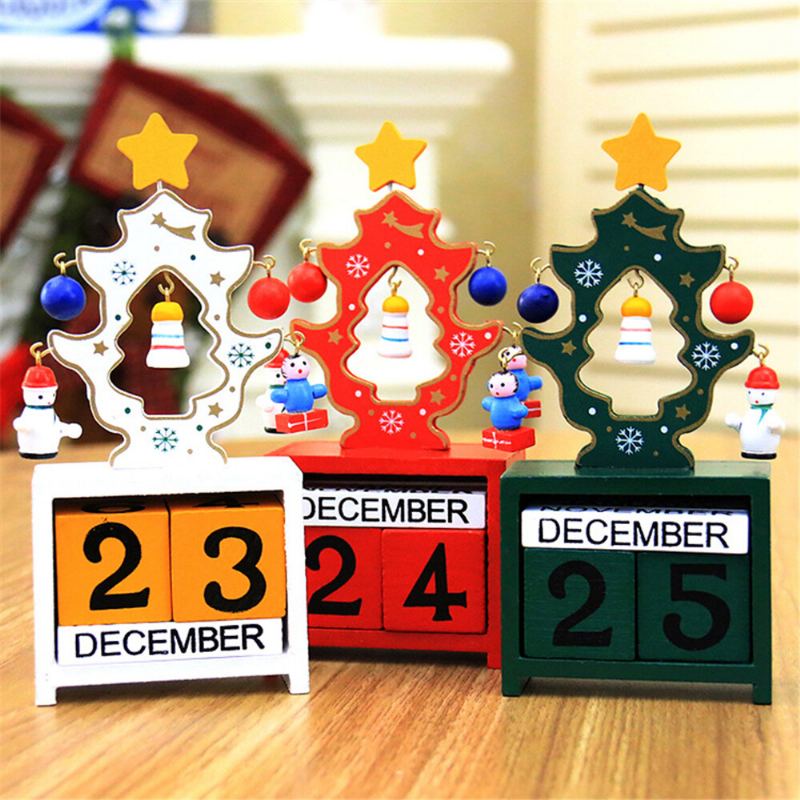 Mini Dřevěný Kalendář Dekorace Datum Veselé Vánoce Ornament Domácí Řemeslné Kreativní Dárky Pro Děti