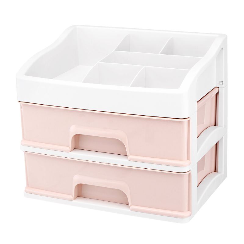 Plastový 2vrstvý Kosmetický Úložný Box Multifunkční Stolní Úložné Boxy Zásuvka Organizér Na Make-up