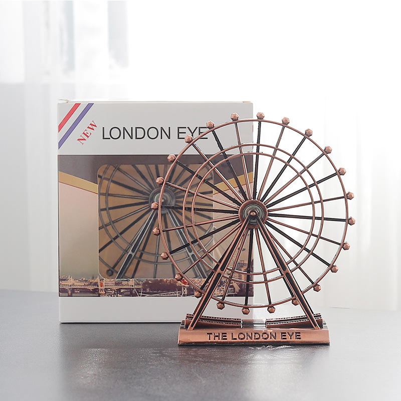 Retro Kov The London Eye Ruské Kolo Ornament Anglie Budova Domácí Kancelář Kreativní Stolní Dekorace Model Suvenýry Dárky