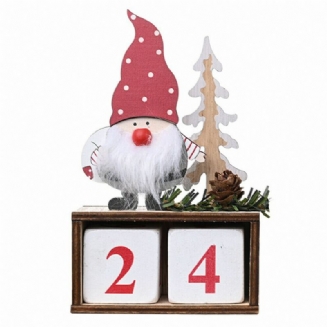Vánoční Odpočítávací Kalendář Borová Šiška Santa Claus Dřevěná Ozdoba Dekor Do Domácí Kanceláře