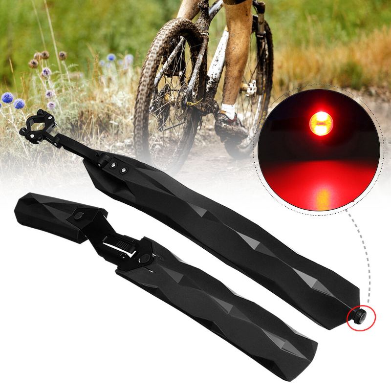 2pcs Cyklistické Horské Kolo Přední + Zadní Blatník Odnímatelný S Led Zadním Světlem Road