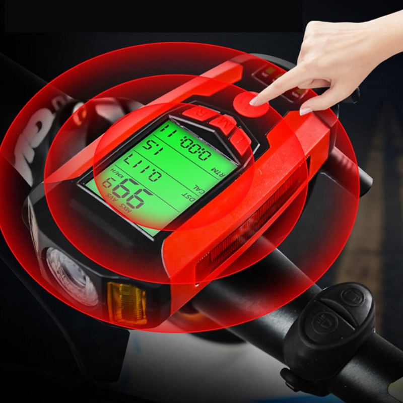 3-v-1 300lm Cob Cyklistický Světlomet Lcd Obrazovka 5-režimová Svítilna Na Kolo 130db Bike Horn Venkovní Cyklistika