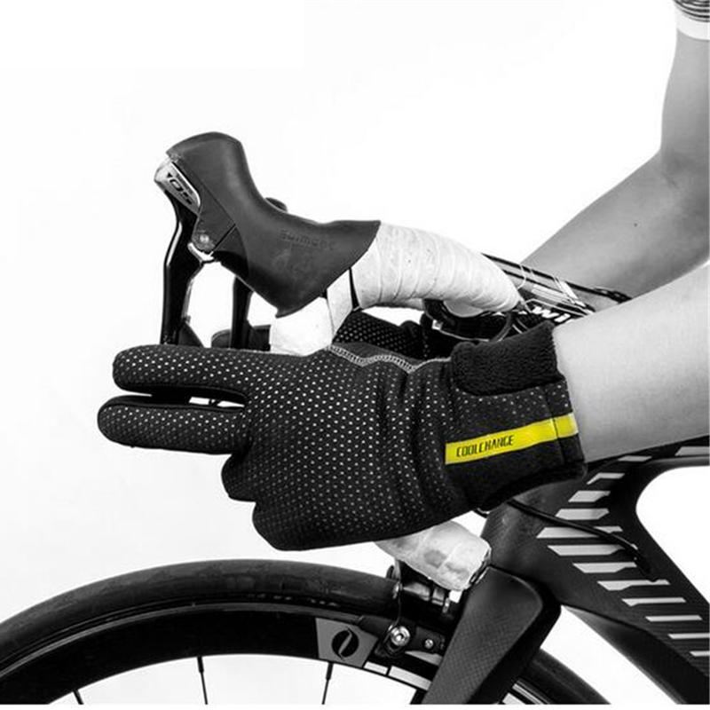 Coolchange Cyklistické Rukavice Zimní Thermal Windproof Full Finger Antislip Touch Screen Bicycle