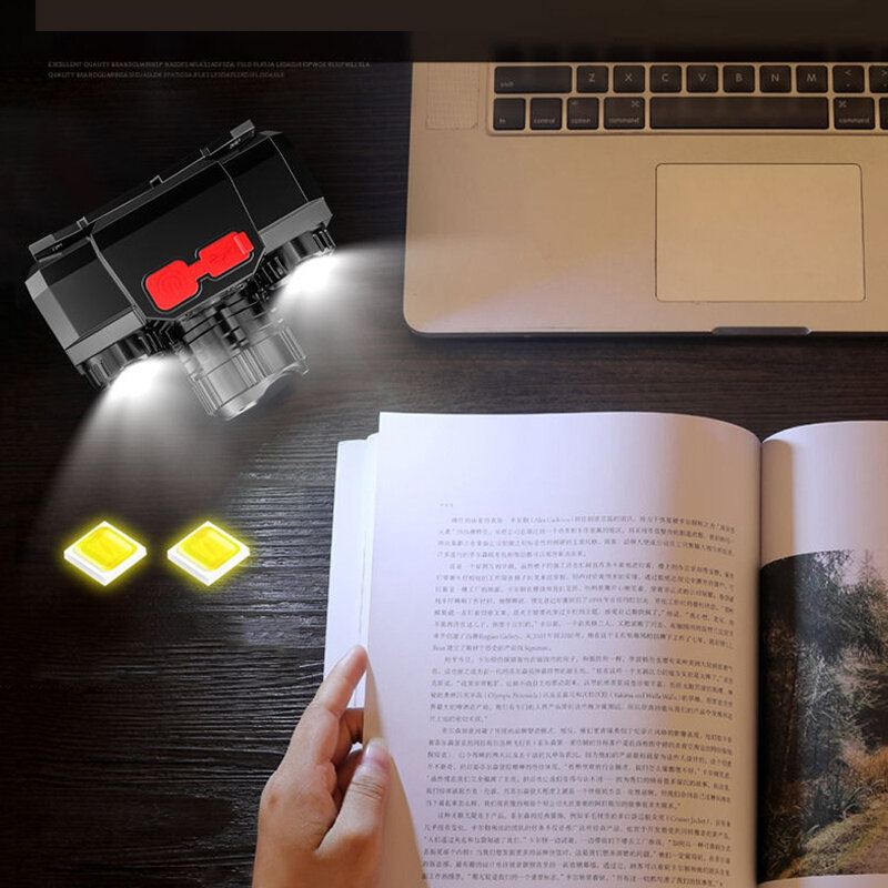 Led+osl Čelovka Super Jasná 4 Režimy 500 M Usb Nabíjecí Multifunkční S Dlouhým Dosahem Vodotěsná Svítilna Rybaření Kempování Cyklistika Hlavová Baterka