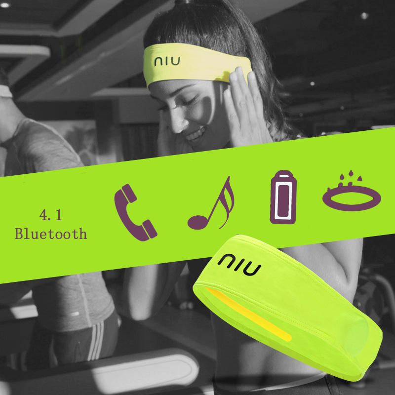 Niu Headbrand Sweatband Bluetooth 4.1v Vestavěný Mikrofon Vodící Pás Potu Pro Fitness