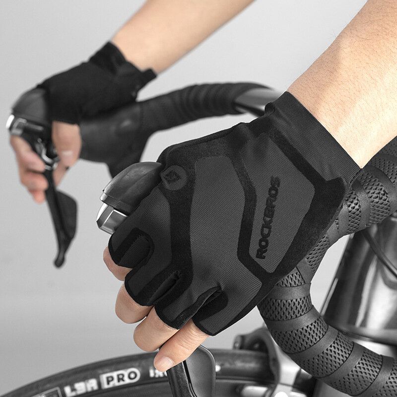 Rockbros S196 Cyklistické Rukavice Half Finger Nárazuvzdorné Větruodolné Protiskluzové Mtb Na Silniční Kolo Zimní Kempování Cestování