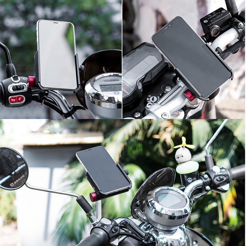 Rockbros Yq-001 Držák Na Rukojeť/zpětné Zrcátko Pro 3.5-6.5palcové Telefony Venkovní Cyklistika Otočný O 360° Usb Dobíjecí Telefonu Klip Na Mobil Na Kolo