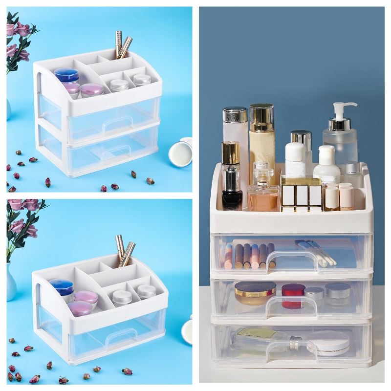 1/2/3 Vrstev Clear Desktop Comestics Makeup Storage Zásuvka Organizer Box Kontejner