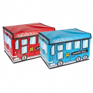 1.8 L Voděodolný Autobus Ve Tvaru Autobusu Dětské Hračky Úložný Box Na Skládací Netkaný Košík Na S Kresleným Vzorem Do Auta