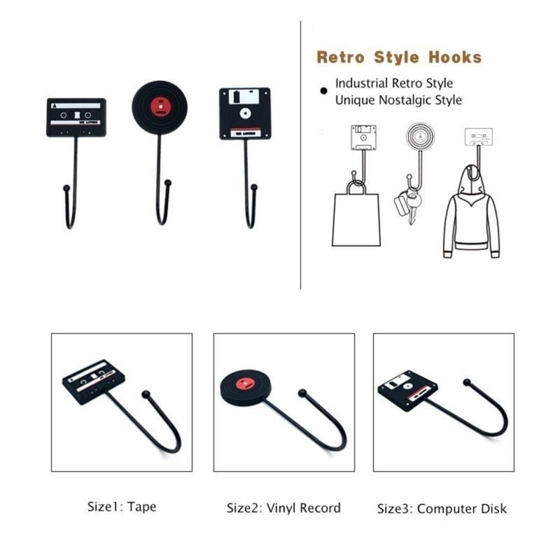 4ks/3ks/2ks/1ks Retro Styl Magnetofonové Desky Vintage Nástěnný Háček Na Dveře Na Šaty