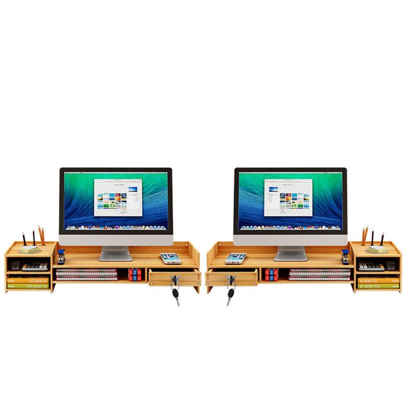 Multifunkční Stolní Stojan Na Monitor Počítač Na Obrazovku Notebooku Na Dřevěné Police Se Zámkem