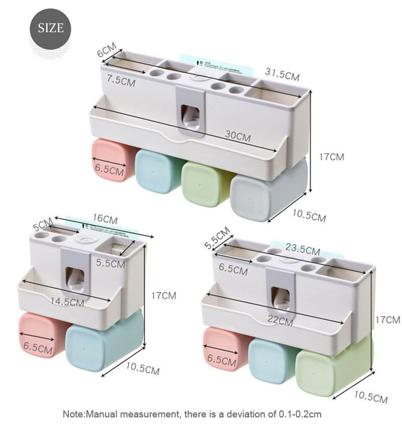 Sada Držáků Na Zubní Kartáčky Úložné Potřeby Úspora Místa Bez Vrtání Zásobník Na Pastu Pro Montáž Na Stěnu Multifunkční Sloty Koupelna Silný Držadlo Bez Stopy