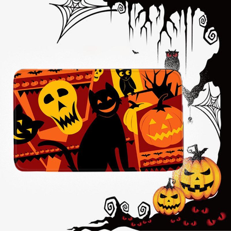 3pc Halloween Print Koberec Koupelna Protiskluzový Podstavec Víko Wc Kryt Sada Koupelnových Podložek