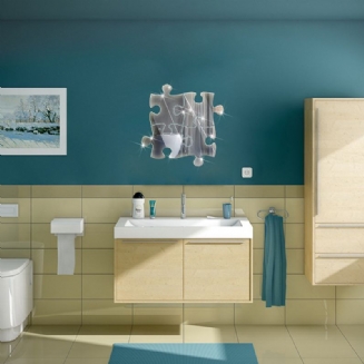Honana Bx-215 Odnímatelná Samolepka Do Koupelnových Zrcadel Puzzle Diy Na Zeď Se Zrcadlem Pevný Akryl
