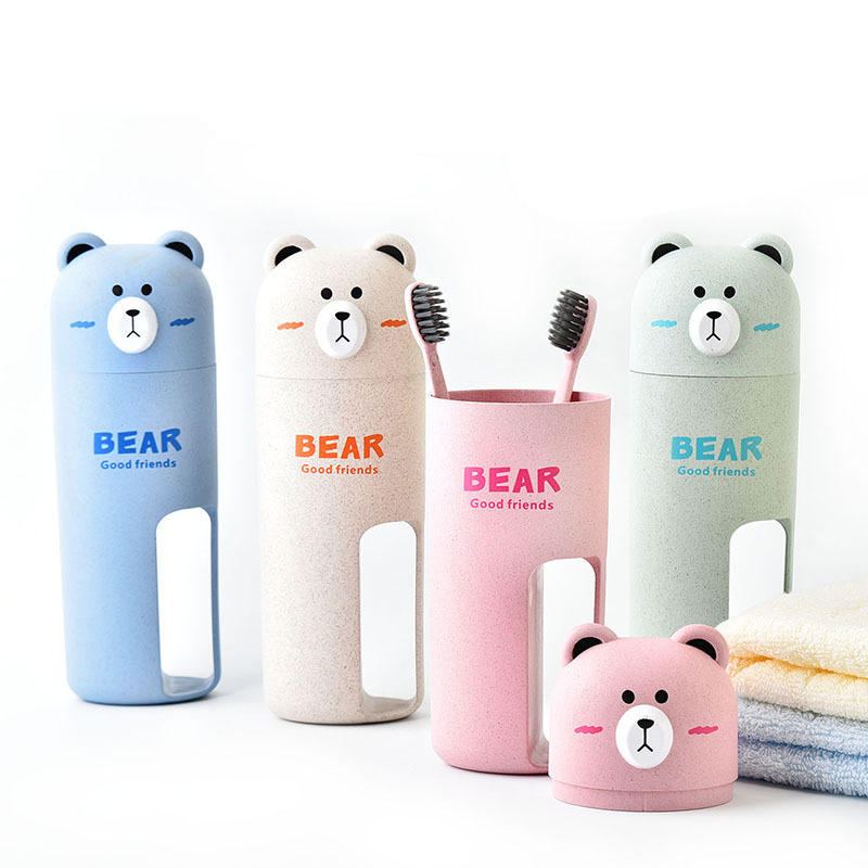 Honana Cute Bear Cestovní Přenosný Kartáček Na Zuby Design Pohárku 4 Barevné Varianty Organizér Úložný Box