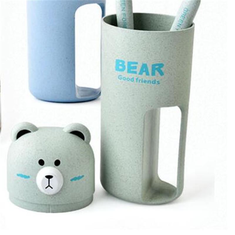 Honana Cute Bear Cestovní Přenosný Kartáček Na Zuby Design Pohárku 4 Barevné Varianty Organizér Úložný Box